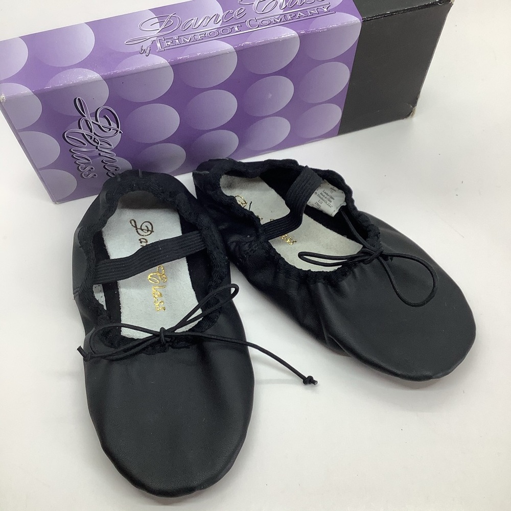 Trimfoot Dance Class ballet shoes Black leather NWB size12
